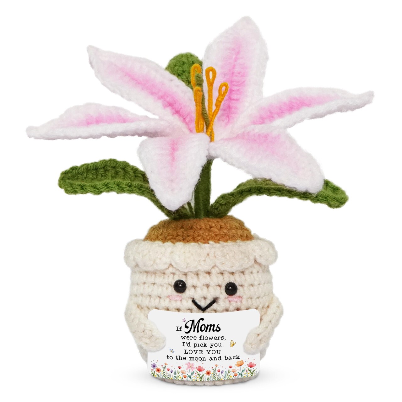 Gifts for Mom - Emotional Support Crochet Lily Flower - Proud of You Motivational Positive Mothers Day Birthday Gifts for Mom from Daughter Son, Mother Gift, Mama Gift